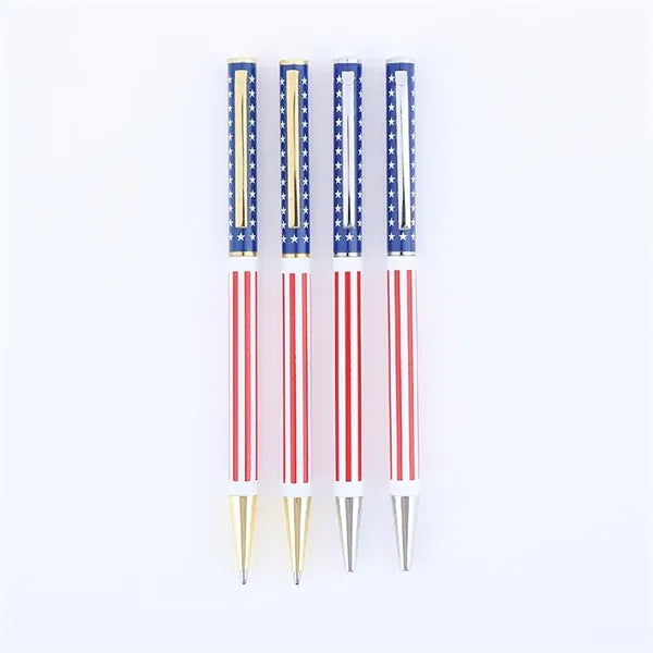 American Flag Stars and Stripes Metal Slim Ballpoint Pen