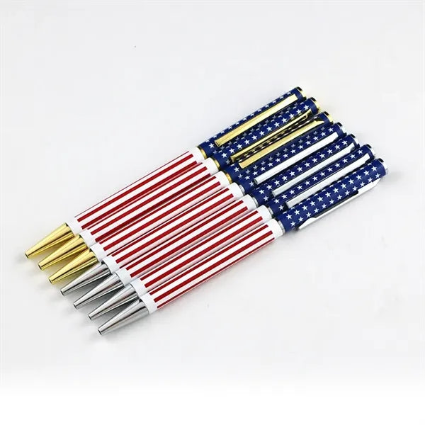 American Flag Stars and Stripes Metal Slim Ballpoint Pen
