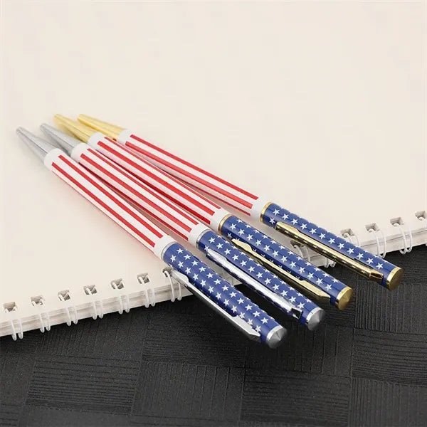 American Flag Stars and Stripes Metal Slim Ballpoint Pen