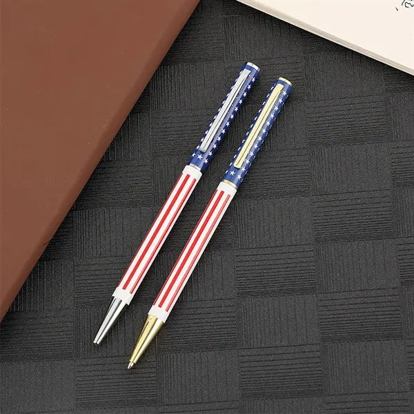 American Flag Stars and Stripes Metal Slim Ballpoint Pen