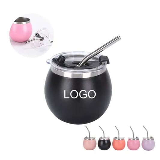Mini Stainless Steel Eggshell Tumbler with Straw