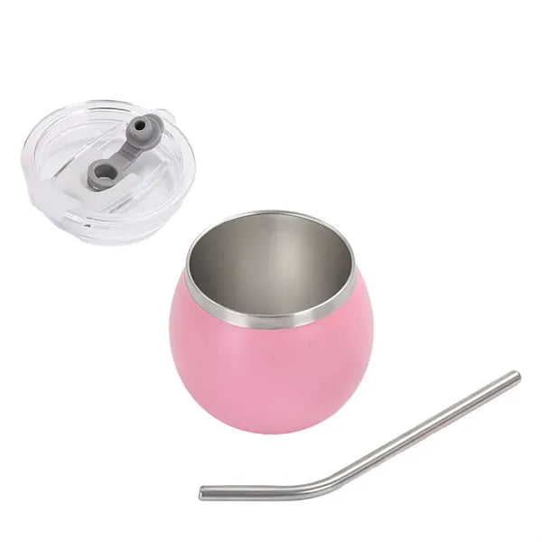 Mini Stainless Steel Eggshell Tumbler with Straw