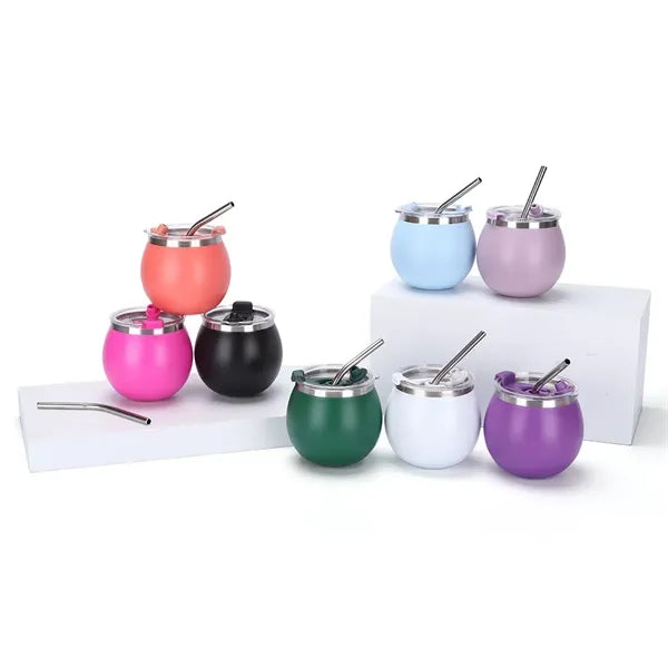 Mini Stainless Steel Eggshell Tumbler with Straw