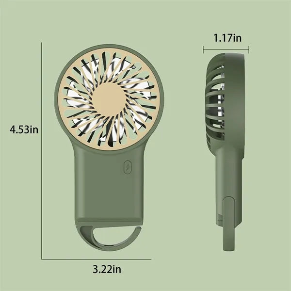 2 In 1 Rechargeable Handheld Desktop Fan With Carabiner