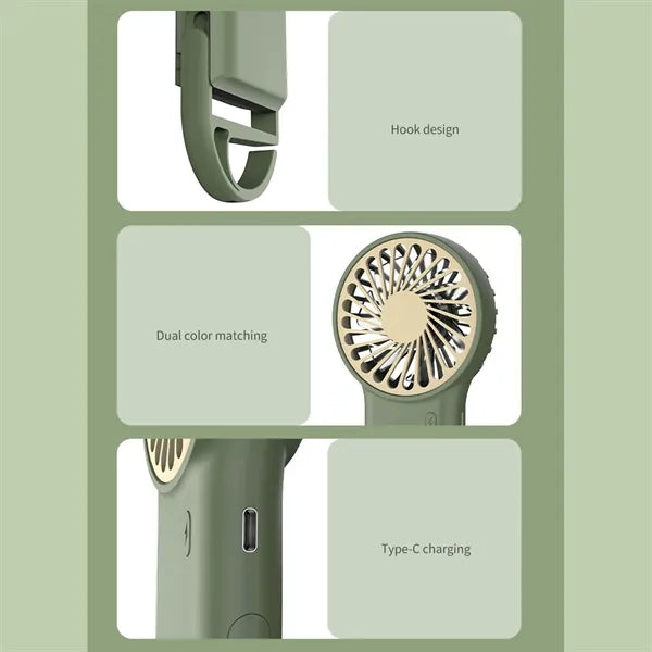 2 In 1 Rechargeable Handheld Desktop Fan With Carabiner