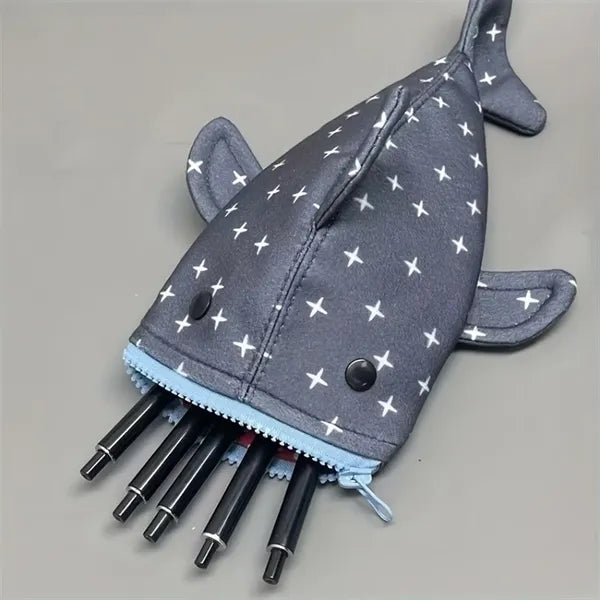 Durable Canvas Shark Pencil Pouch