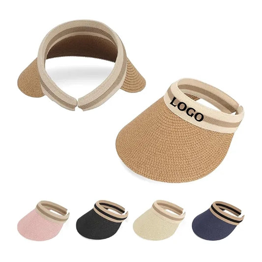 Summer Straw Sun Visor Ponytail Hat for Travel