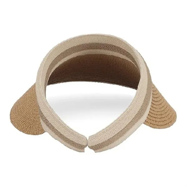 Summer Straw Sun Visor Ponytail Hat for Travel