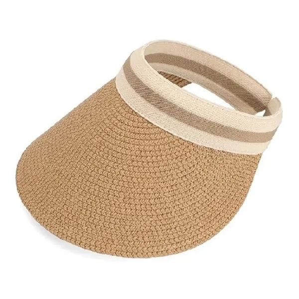 Summer Straw Sun Visor Ponytail Hat for Travel