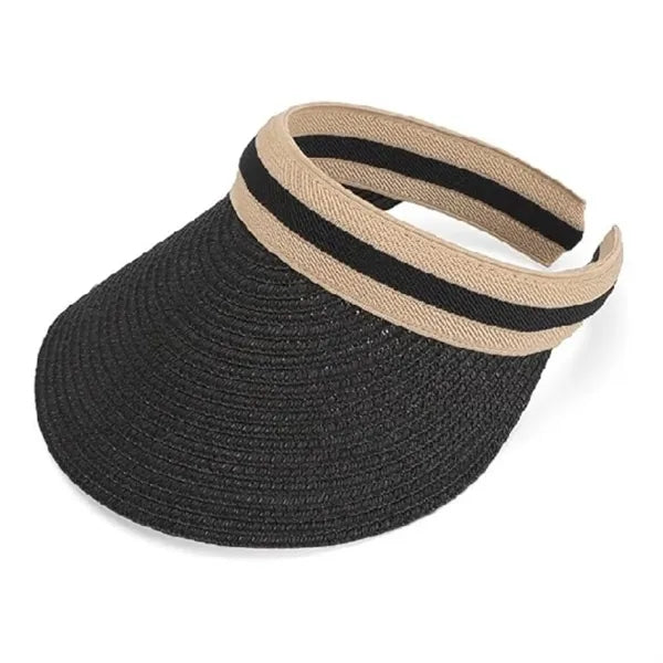 Summer Straw Sun Visor Ponytail Hat for Travel