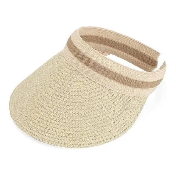 Summer Straw Sun Visor Ponytail Hat for Travel