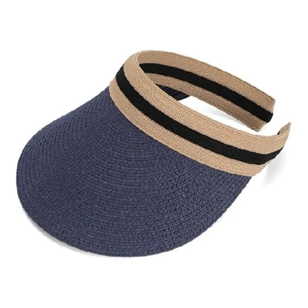 Summer Straw Sun Visor Ponytail Hat for Travel
