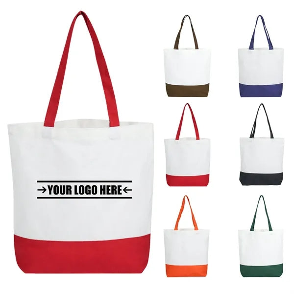 Colorful custom logo patchwork canvas tote bag