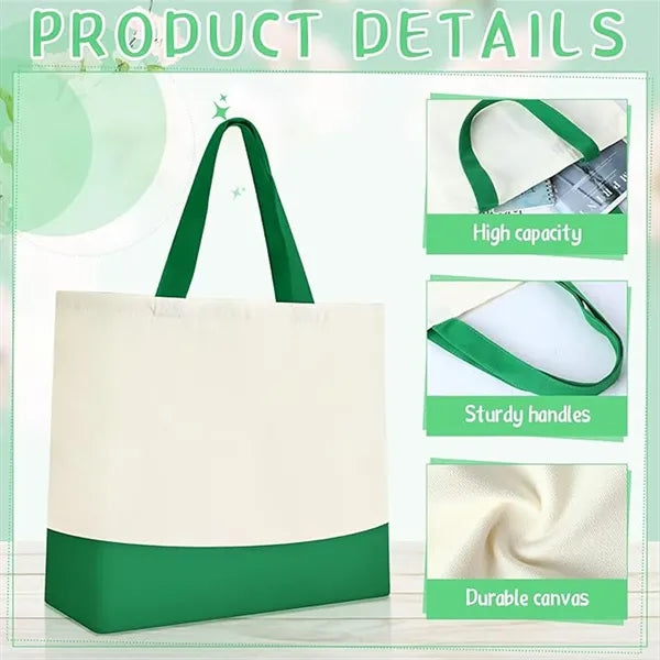 Colorful custom logo patchwork canvas tote bag