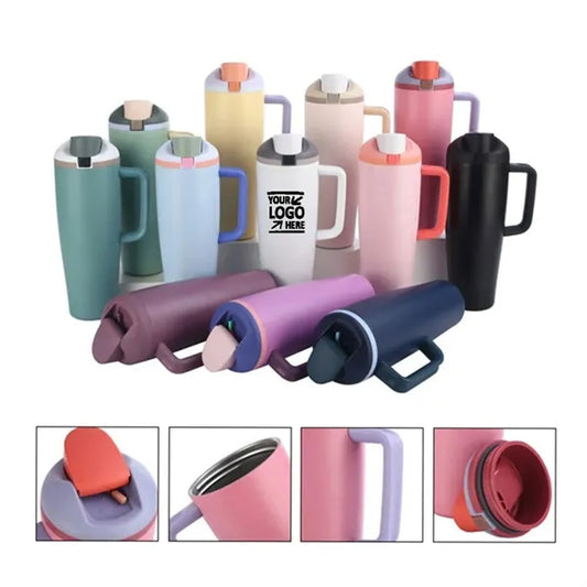 Portable 40oz Non-flip-top Insulated Tumbler With Handle