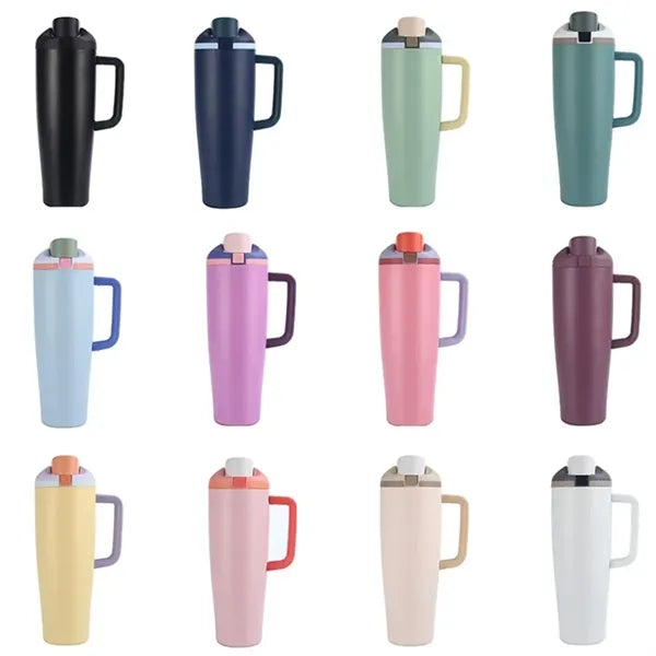 Portable 40oz Non-flip-top Insulated Tumbler With Handle