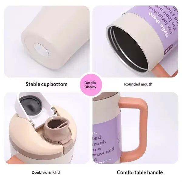 Portable 40oz Non-flip-top Insulated Tumbler With Handle
