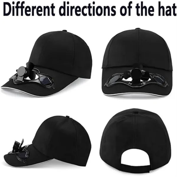 Mesh Baseball Cap Fishing Beach Hats with Solar Fan