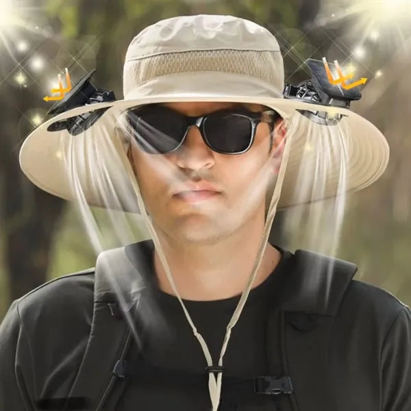 Solar Powered Fan Outdoor Fishing Hat with USB Charging