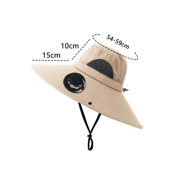 Solar Powered Fan Outdoor Fishing Hat with USB Charging