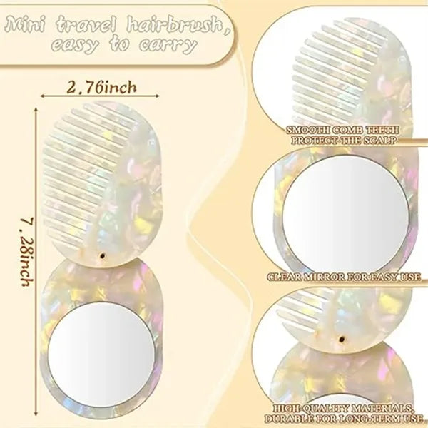 Portable Compact Pocket Acetate Comb with Mirror