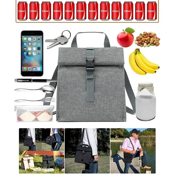 Rolltop Insulated Lunch Cooler Bag For Office & Picnics