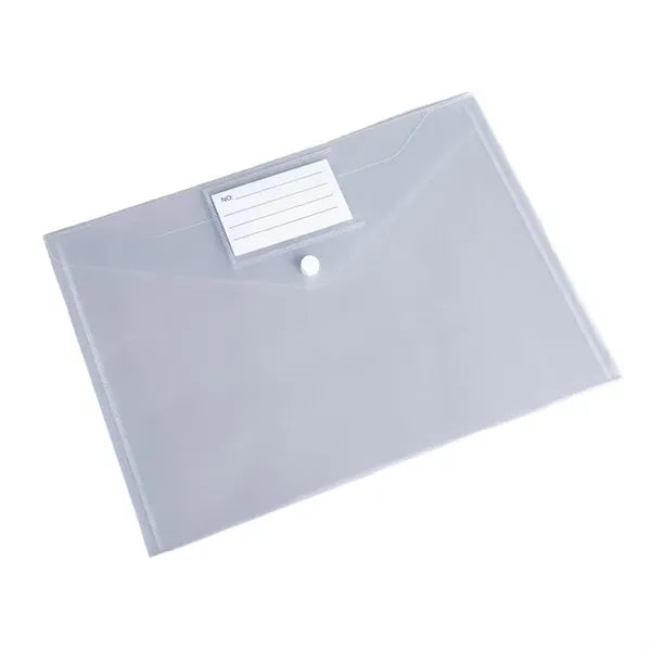 Transparent Snap Button File Bag PP Plastic Colorful Large