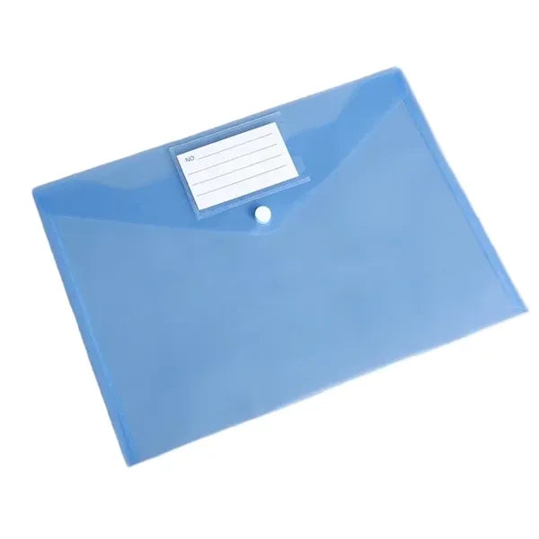 Transparent Snap Button File Bag PP Plastic Colorful Large