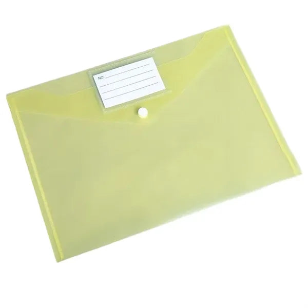 Transparent Snap Button File Bag PP Plastic Colorful Large