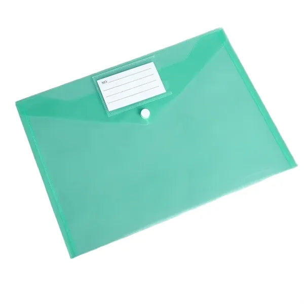 Transparent Snap Button File Bag PP Plastic Colorful Large