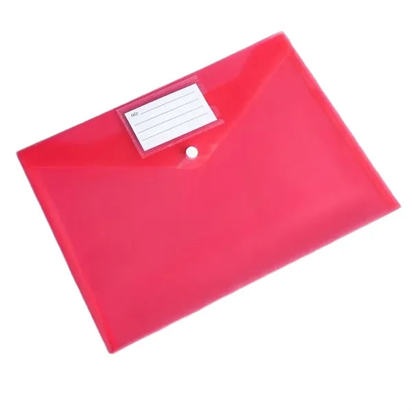Transparent Snap Button File Bag PP Plastic Colorful Large
