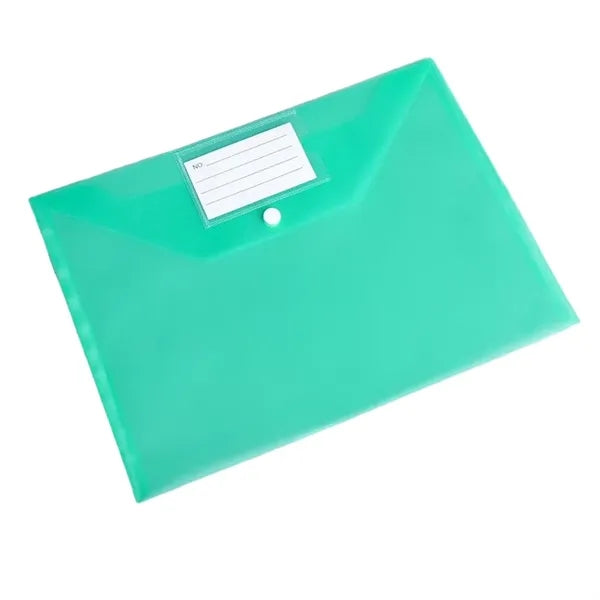 Transparent Snap Button File Bag PP Plastic Colorful Large