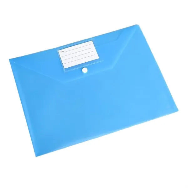 Transparent Snap Button File Bag PP Plastic Colorful Large