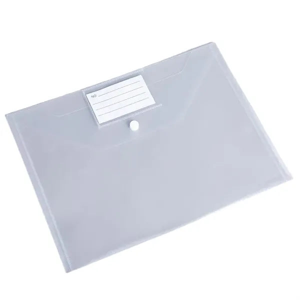 Transparent Snap Button File Bag PP Plastic Colorful Large