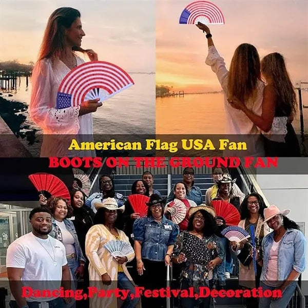 Flag Fan-Folding Hand Fans