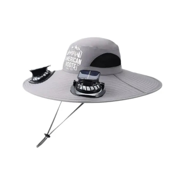 Solar Fan Sun Hat Wide Brim Cooling Cap Outdoor Custom Logo