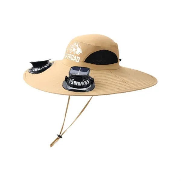 Solar Fan Sun Hat Wide Brim Cooling Cap Outdoor Custom Logo