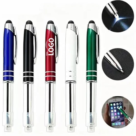 Metal Ballpoint Pen with Touchscreen Stylus and LED Light