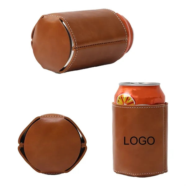 Pu Leather Can Cooler Sleeve