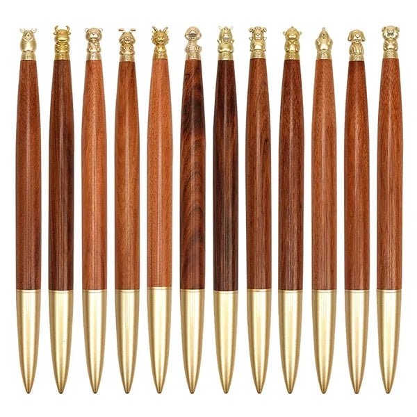 Zodiac Rosewood Animal Head Pen