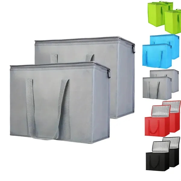 Gray Insulated Cooler Bag Grocery Shopping