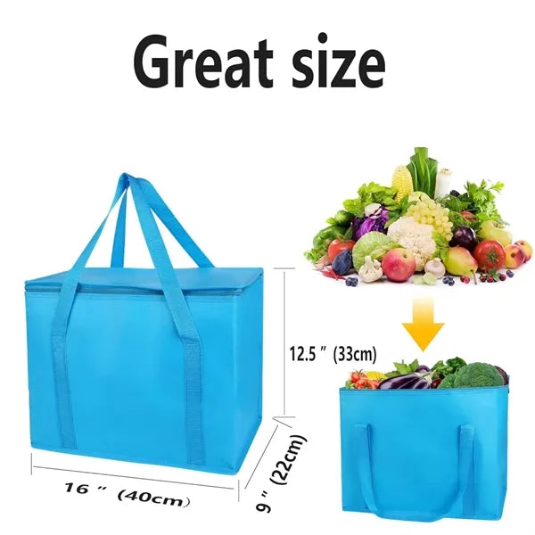 Gray Insulated Cooler Bag Grocery Shopping