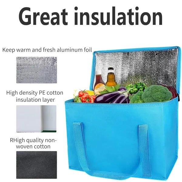Gray Insulated Cooler Bag Grocery Shopping