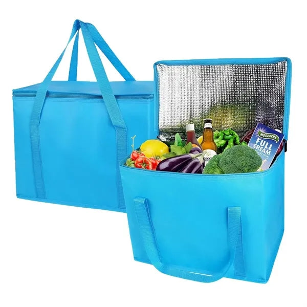 Gray Insulated Cooler Bag Grocery Shopping