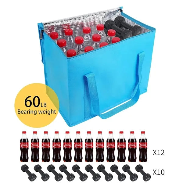 Gray Insulated Cooler Bag Grocery Shopping