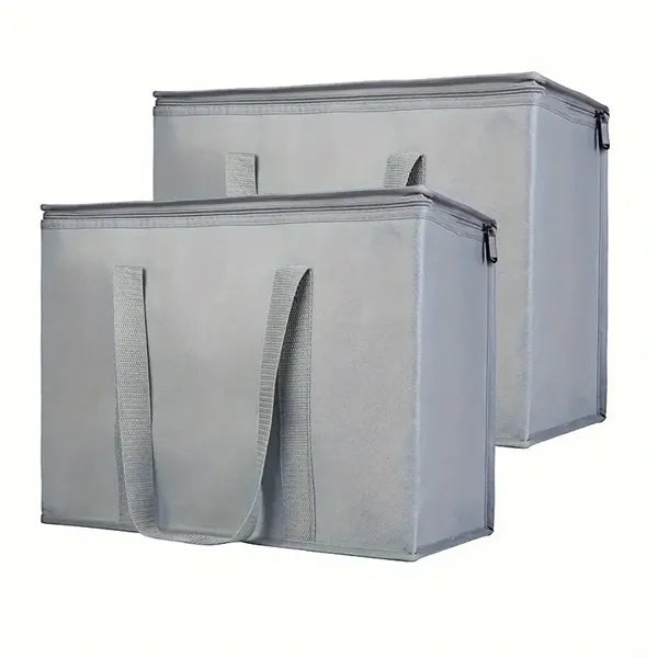 Gray Insulated Cooler Bag Grocery Shopping