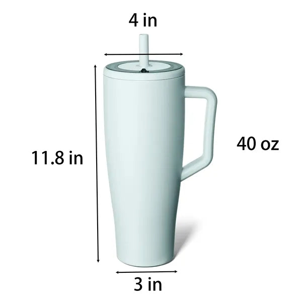 40oz Stainless Steel Tumbler With Straw And Handle