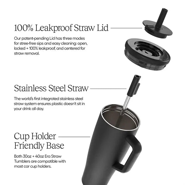 40oz Stainless Steel Tumbler With Straw And Handle