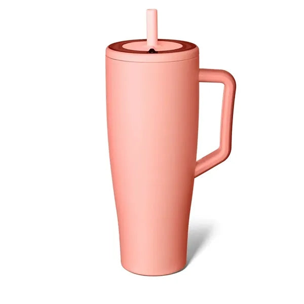 40oz Stainless Steel Tumbler With Straw And Handle
