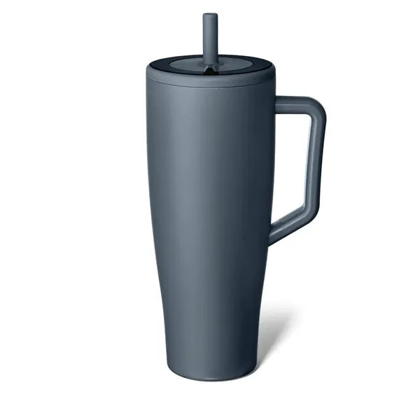 40oz Stainless Steel Tumbler With Straw And Handle